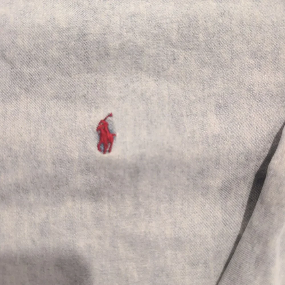 Vintage Polo Ralph Lauren Denim Shirt Men 2XL Light Wash Red Pony Blaire 90s